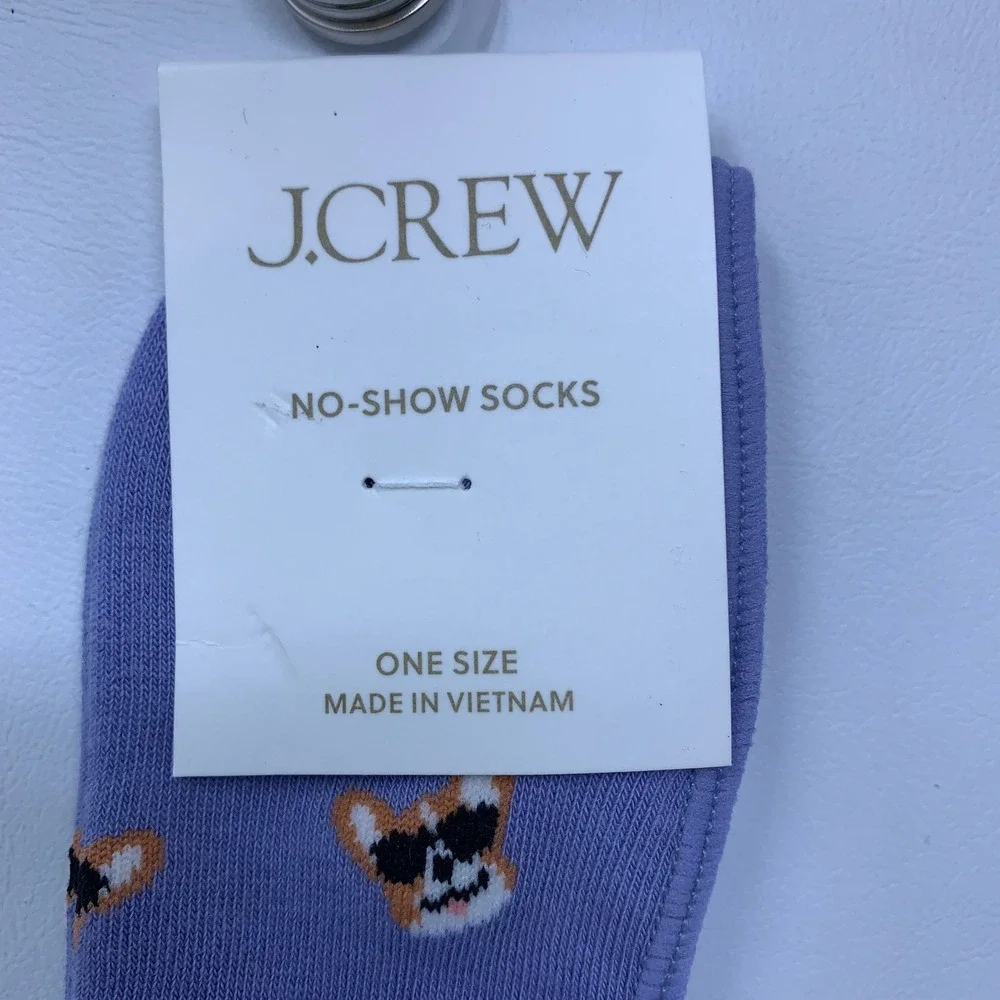 J.Crew Womens OS Purple Corgi Dog Sunglasses CU180 No-Show Socks